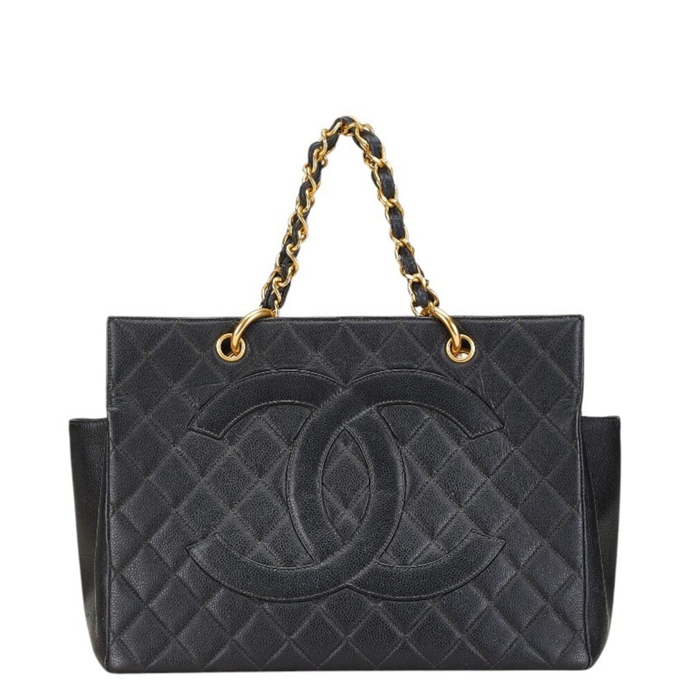 CHANEL Black Caviar Leather Logo Tote Bag - Picture 1 of 12